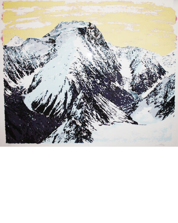 Berge (gelb), 2014 | übermalter Siebdruck