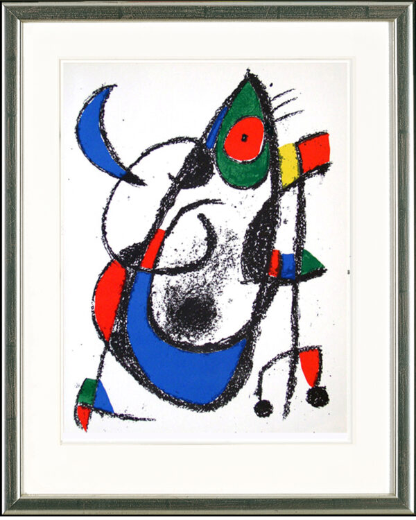 Joan Miro, O.T. (Katze und blauer Mond), 1975 | Original Farblithographie, Werkverzeichnis 1047.  Gerahmt, Zertifikat
