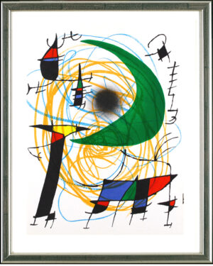Joan Miro. O.T. (Grüner Mond), 1972 | Original Farblithographie, Werkverzeichnis Mourlot 861 | Gerahmt, Zertifikat