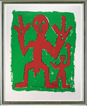 A.R. Penck, O.T. Peace, ca. 1995 | Farbsiebdruck, signiert,  nummeriert. Gerahmt 135 x 110 cm