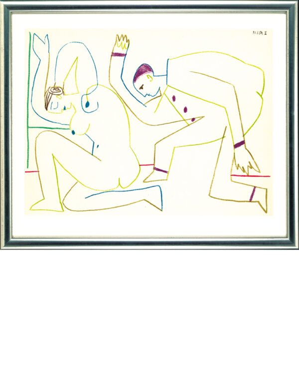 Pablo Picasso, Maler und Modell. 30.1.54 II | Farblithographie.