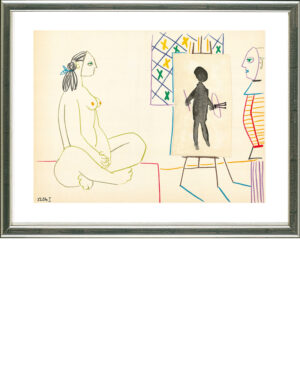 Pablo Picasso, Maler und Modell. "3.2.54 I," 1954 | Farblithographie. Gerahmt, Zertifikat |