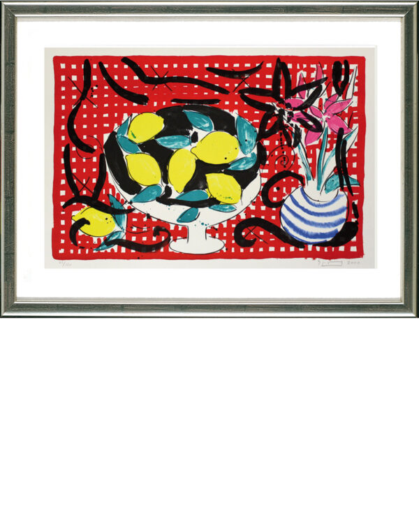 Stefan Szczesny, Obstschale mit Zitronen, 2000 | Farblithographie, signiert, nummeriert. Gerahmt. Sehr schön im Original.
