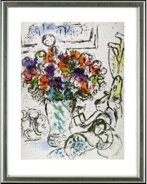 Marc Chagall, Les Anémones, 1974 | Werkverzeichnis 730. Original-Farblithographie | Gerahmt