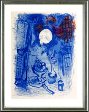 Marc Chagall, Blaues Stillleben, Paris 1957 | Werkverzeichnis 195, Original-Lithographie