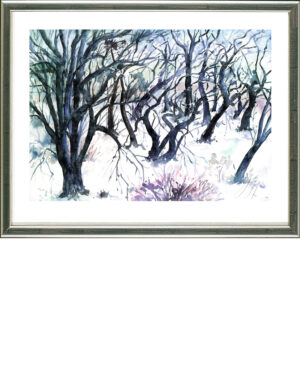 Günter Grass | Baumlandschaft im Winter, 2003 | Farblithographie, nummeriert, signiert | Gerahmt.