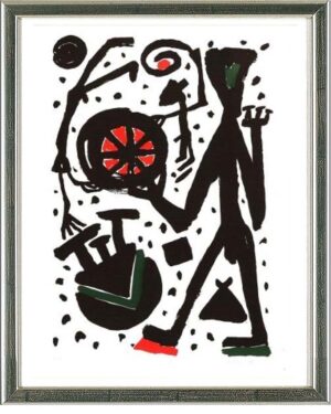 A.R. Penck, Schreitender mit Weltrad, 1988 | Original-Farbserigraphie 100 x 70 cm, signiert |