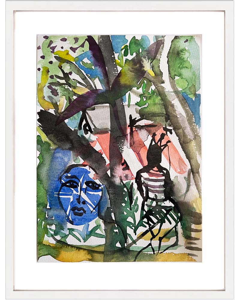 Stefan Szczesny, Barbados, 1991 | Unikat - Aquarell auf Bütten 24 x 18 cm, verso handsigniert, datiert 1994, gerahmt 50 x 40 cm | ARTEVIVA Kunst online kaufen.